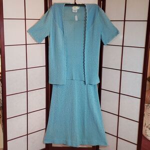 VNTG 70's DiCosta Baby Blue Knitted Skirt Set